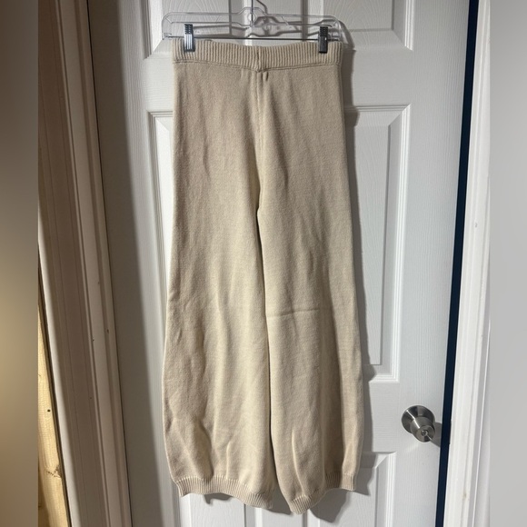 Sincerely Jules Wide Leg Cream Knit Casual Pants Size Small . - Picture 2 of 3